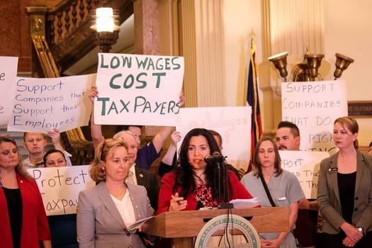 The Corporate Responsibility Act, introduced in the Colorado House of Representatives on Tuesday, would force companies paying workers less than $12 an hour to help cover the state's Medicaid expenses. (Colorado Fiscal Institute)