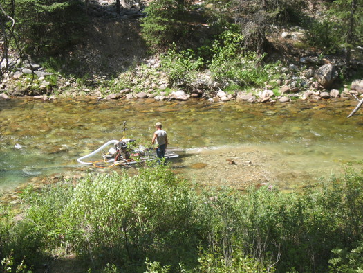 PHOTO: Suction dredge mining. Photo credit: J. Hayes