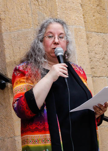 PHOTO: Rabbi Bonnie Margulis, chairwoman of the Wisconsin Religious Coalition for Reproductive Choice, calls the U.S. Supreme Court ruling in the Hobby Lobby case 