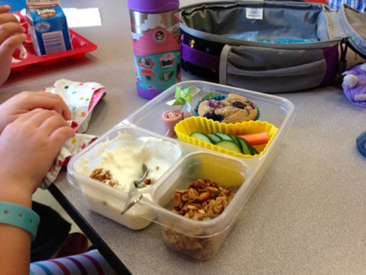 PHOTO: Nutritionists recommend including at least two fruits and/or vegetables in a child's lunchbox, and having them help with the selection and lunch-packing process. Photo courtesy 100daysofrealfood.com