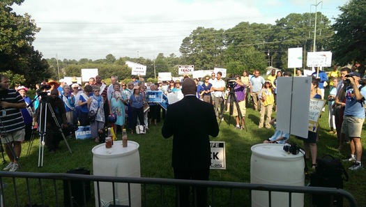 PHOTO: North Carolina citizens groups rallied on Wednesday to protest the state's lifting of a moratorium on fracking. Photo courtesy of Environment N.C.