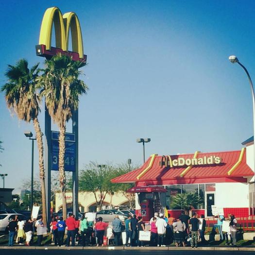 PHOTO: Fast food workers in Nevada are planning to strike today, as part of a nationwide day of action in hopes of boosting pay. Photo credit: Progressive Leadership Alliance of Nevada.