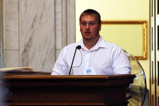 PHOTO: Jason Allen of the Wyoming County Students Against Destructive Decisions (SADD) has testified to the state legislature about his life in the foster care system after substance abuse damaged his family. The Wyoming County SADD group is being honored as one of the best chapters in the nation. Photo courtesy of the Our Children, Our Future Campaign.  