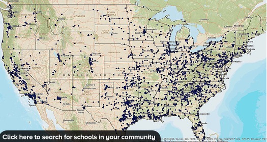 GRAPHIC: Proximity to a high-risk chemical facility is part of the school day for 19.6 million kids who attend schools in so-called vulnerability zones, according to a new report. Image courtesy of Center for Effective Government. 