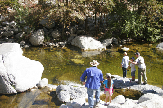 PHOTO: People fishing along the San Gabriel River. President Obama is designating part of the San Gabriel Mountains in northeast Los Angeles as a national monument today. Photo credit: Annette Kondo.