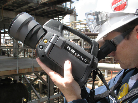 PHOTO: A FLIR Systems Gas-Finder camera uses infrared technology to detect leaks of methane and Volatile Organic Compounds at drilling sites and refineries that would otherwise escape into the air. Photo courtesy FLIR Systems, Inc.