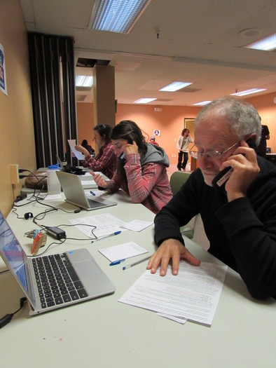 PHOTO: Members of the 'Yes On 92' campaign took to the phones after the election to find voters whose ballots had been challenged, in case validating them might result in an additional vote for their ballot measure. Photo courtesy Yes On 92.