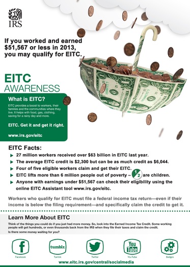 PHOTO: A new analysis of the Earned Income Tax Credit shows its effects are more significant in small towns and rural areas than in bigger cities. Photo credit: Internal Revenue Service.