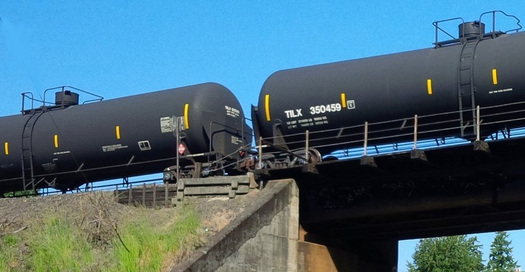 PHOTO: About two-thirds of the crude oil shipped by rail in the United States is transported in DOT-111 tank cars. A lawsuit alleges they aren't sturdy or safe enough for that purpose, and asks the U.S. Department of Transportation to ban their use for oil shipment. Photo courtesy of the U.S. Department of Transportation.