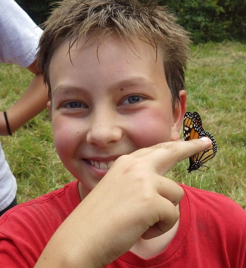 PHOTO: Macon County fifth- and sixth-grade students gain hands-on education in migration patterns and butterflies at the Tessentee Bottomland Preserve. Photo credit: Land Trust for the Little Tennessee.