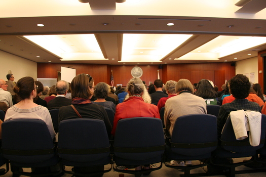PHOTO: A packed courtroom hears closing arguments last week in San Francisco. The fate of City College of San Francisco (CCSF) now is in the hands of a judge who is deciding whether the school should lose its accreditation and close. Photo courtesy of California Federation of Teachers.