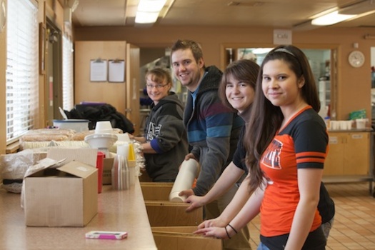 PHOTO: Students from Oregon State University Cascades spent last year's MLK Day helping at the Bend Community Center. This year, the list of Central Oregon projects has grown from 10 to 22. Photo credit: Michelle Bauer.