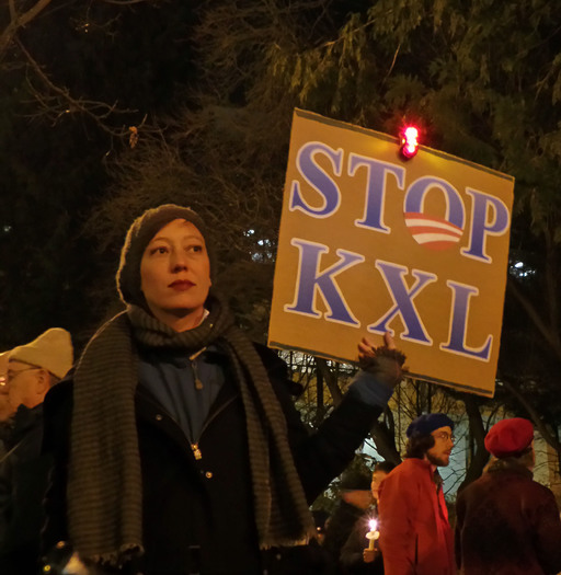 PHOTO: Dozens rallied on the Capitol steps in Wyoming on Tuesday night, asking President Obama to reject the proposed Keystone XL pipeline. Rallies have been taking place around the country. Photo of a protester at an event courtesy of Wikimedia Commons.