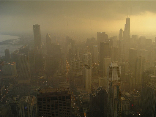 PHOTO: A smoggy day in Chicago is the result of ground-level ozone, or smog that can make breathing more difficult for many people. Photo credit: sfquixote/Flickr.