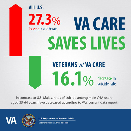 PHOTO: Military veterans who receive services from the VA are bucking the trend of a higher suicide rate among veterans in general, which is the case being made for improving those services with legislation. Image courtesy U.S. Department of Veterans Affairs. 