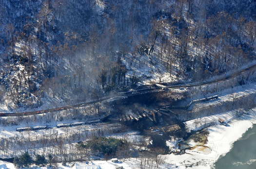 PHOTO: A witness who had to flee Monday's huge train derailment and explosion in West Virginia says it has changed how he looks at rail shipment of crude oil. Photo courtesy Office of Gov. Earl Ray Tomblin.