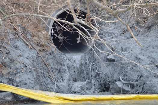 PHOTO: The massive Dan River coal ash spill left remnants of the toxic substance on the riverbank. Duke Energy is being charged with violating the Clean Water Act for this and other water pollution from its coal ash ponds. Photo courtesy of Catawba Riverkeeper.