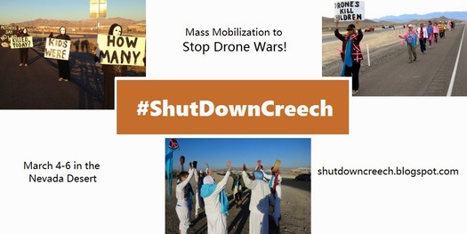 PHOTO: Protesters at Creech Air Force Base near Las Vegas claim American drones are killing 28 innocent people for every intended target in places such as Afghanistan and Somalia.
