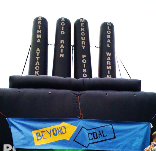 PHOTO: A giant inflatable coal plant is near the steps of the Capitol today for a rally in support of legislation that would require power companies to eliminate coal-generated electricity from the grid by 2025. Photo courtesy of the Sierra Club's Beyond Coal Campaign.