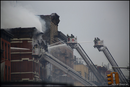 PHOTO: The recent explosion and fire that destroyed part of a city block and left two men dead in downtown Manhattan has raised new concerns about the health of New York's aging gas pipelines. But the problem could extend well beyond the city's borders. Photo credit: editrixie/CC.