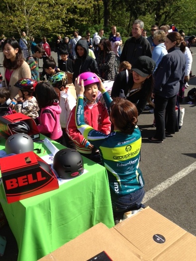 PHOTO: A new bike helmet is just one key to safer summer fun for Washington children. This weekend's YMCA Healthy Kids Day activities at many 'Y' locations will include helmet-fitting and giveaways. Photo courtesy of Group Health Cooperative.
