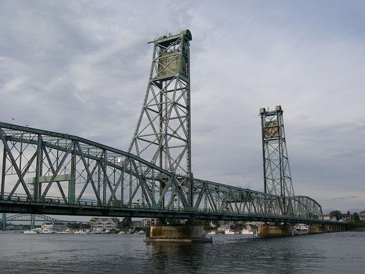 While the Memorial Bridge was taken out of service in 2011, a new report finds more than 360 bridges in Maine in need of repair or upgrade. Credit: JayDuck Wikipedia Commons. 