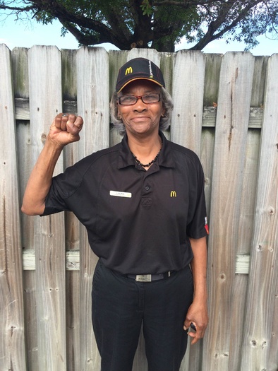 PHOTO: Low wage workers, including Laura Rollins of Fort Lauderdale, will be gathering today to support $15 an hour wages from corporations like McDonald's. Photo courtesy: Rollins