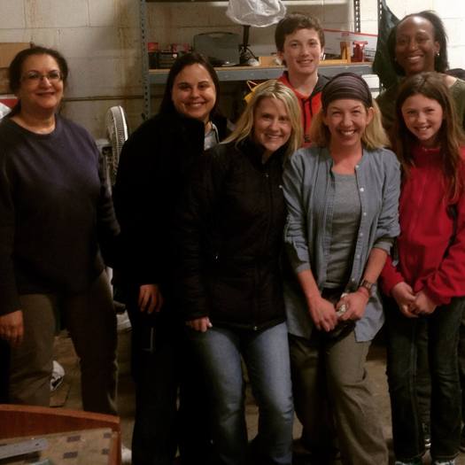 PHOTO: Members of the cast of Listen To Your Mother Metro Detroit and their families recently spent a day volunteering at Cass Community Social Services, the show's designated charity. Photo courtesy Angela Youngblood. 