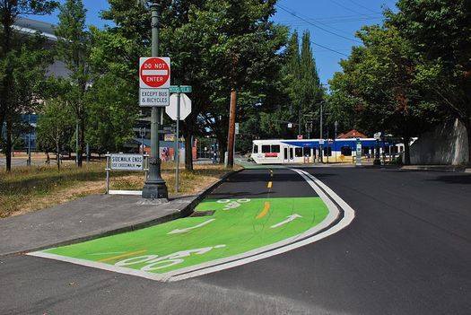 Town and city planners will hear from a transportation expert this week about how Portland, Ore.'s investment in hundreds of miles of bike lanes has quadrupled bike use in that city. Credit: Wikimedia commons - Steve Morgan 