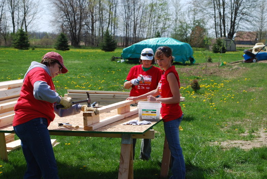 PHOTO: Women will take the lead at dozens of Habitat for Humanity sites statewide this week as part of the annual Women Build Week. Photo courtesy of Habitat for Humanity of Clinton County. 