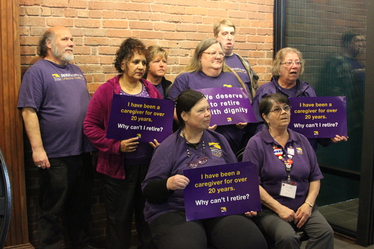 PHOTO: Home-care workers want the ability to put 23 cents an hour of their pay into a trust fund for future retirement benefits, but the idea is getting pushback from some state senators. Photo credit: Sarah Lloyd.