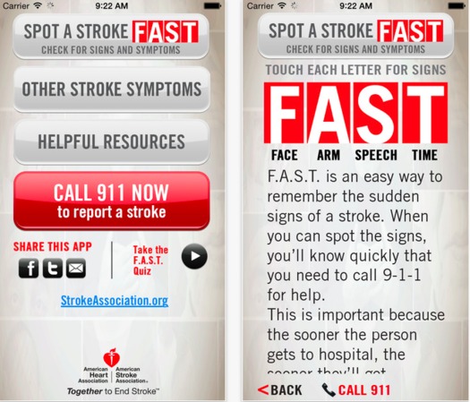 PHOTO: A free app is available for iOS and Android users that can help Michiganders identify the warning signs of a stroke, and get to the closest treatment center. Image courtesy of American Heart Association. 