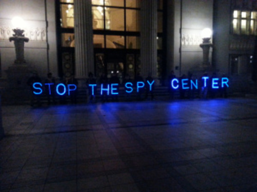 PHOTO: Privacy advocates recently installed a sign to protest Oakland's proposed Domain Awareness Center. Photo credit: Oakland Privacy Working Group.