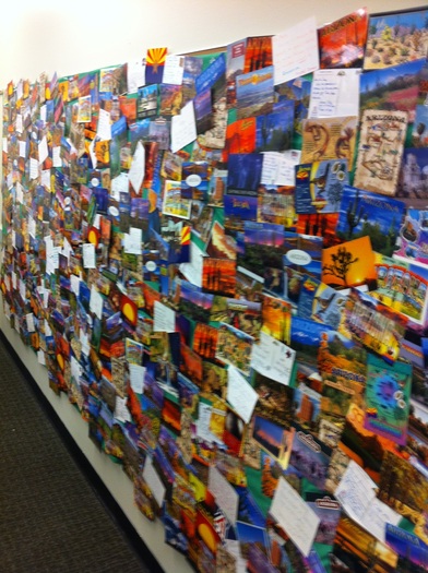 PHOTO: Hundreds of postcards from across the state are being sent to Arizona Gov. Doug Ducey expressing concern about this year's budget cuts to education, child care and other programs. Photo credit: Troy Wilde.