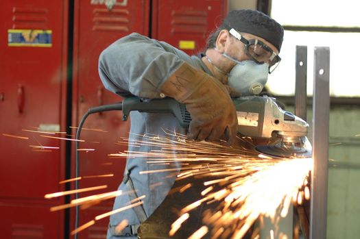 Welding is one of the careers people can apply to learn through Oregon Corrections Enterprises. This man is working in the metal shop inside Oregon State Penitentiary. Courtesy: Oregon Department of Corrections.