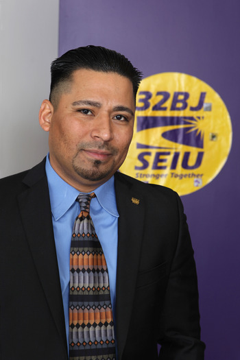 Jaime Contreras, SEIU 32BJ vice president and capital area director, says commercial property cleaners have made progress in wages, but too many work part-time. Workers are rallying this week in Bethesda and Baltimore. Credit: SEIU 32BJ.