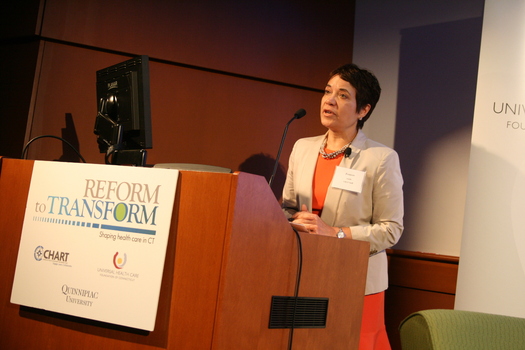 Health care advocate Frances Padilla says many Connecticut consumers are saving thousands of dollars a month on their insurance premiums as a result of the U.S. Supreme Court Affordable Care Act decision. Courtesy: Rosana Garcia. 