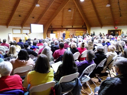 Concerns over fracking in Kentucky have produced large turnouts at public meetings, including this one earlier this year in Berea. There's another meeting on oil and gas development tonight in Hazard. Credit: Greg Stotelmyer.