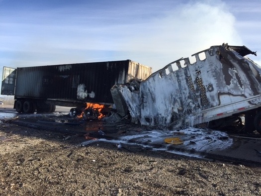 Photo of a wreck on I-10 near Quartzite. Credit: courtesy Arizona Department of Public Safety.