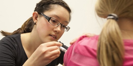 For entrance into kindergarten, students must show proof of vaccinations against several diseases.Credit: queensu/Flickr