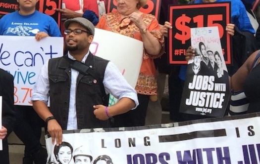 PHOTO: Workers on Long Island and across the country have been rallying to make the minimum wage a living wage, which they say means $15 an hour. Photo courtesy of Long Island Jobs with Justice.