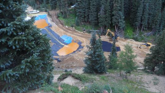 The EPA is treating some of the contaminated water from the Gold King Mine spill in containment ponds like this one. Courtesy: U.S. Environmental Protection Agency