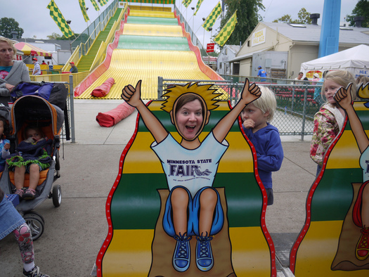 The State Fair begins today with classics like the giant slide, along with new offerings like the Minnesota Department of Health's newborn screening booth. Credit: Lynn B/Flickr.