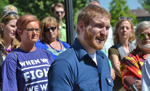 HealthEast security officer Kyle McGinn and his co-workers want the hospital chain to boost security staffing. Credit: AFSCME Council 5.