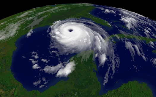 Satellite photo of Hurricane Katrina making landfall in August 2005. Credit: NOAA.