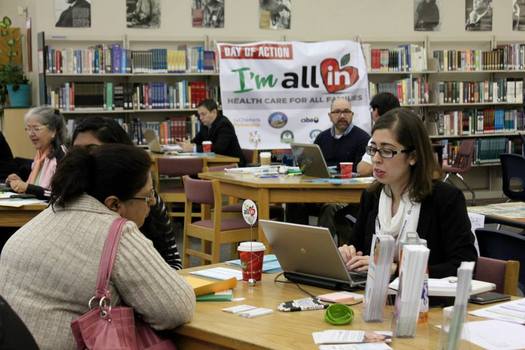 An Affordable Care Act enrollment event at Natomas High School in Sacramento. Credit: The Children's Partnership.