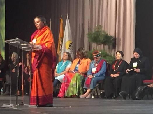 Dr. Vandana Shiva of India speaks at the Parliament of the World's Religions in Salt Lake City. Credit: N.C. Interfaith Power and Light