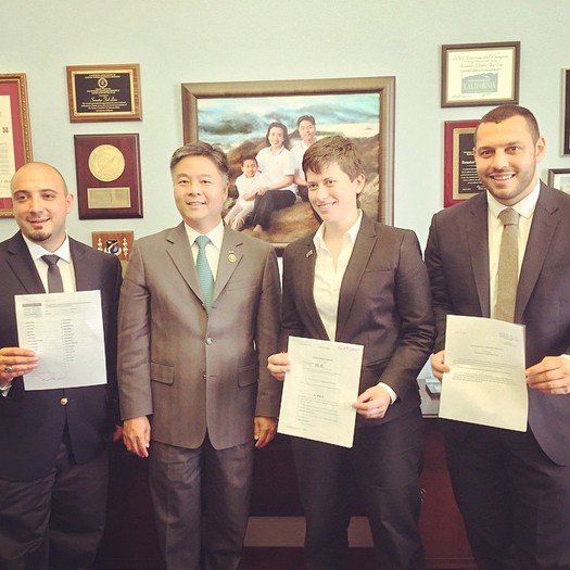 Samantha Ames, second from right, says a measure to be introduced in New Hampshire next session follows a national trend of GOP lawmakers turning thumbs-down on gay-conversion therapy. Courtesy: National Center for Lesbian Rights