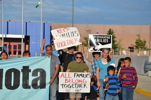 Some University of Denver students helped organize a vigil and protest at the GEO Group's for-profit immigrant detention center in Aurora. Credit: Sophia Clark.