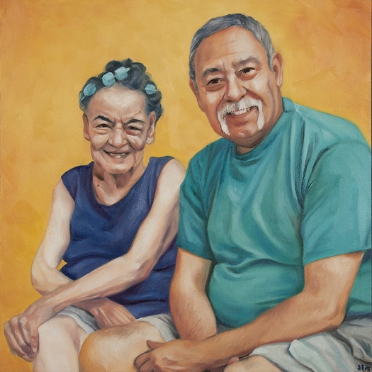 This portrait of caregiver Frank Ballasteros of Tucson and his Aunt Lupe was given to them as part of National Family Caregivers Month. Credit: AARP Arizona